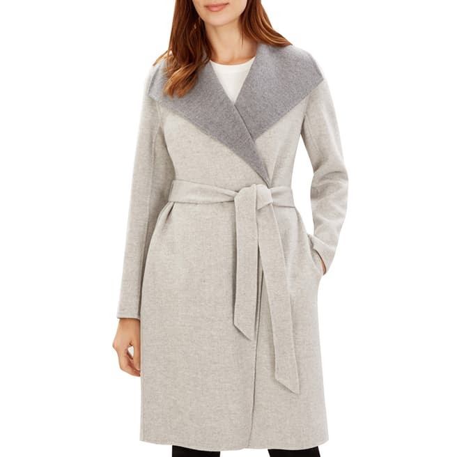 Jaeger Grey Wrap Wool/Cashmere Coat