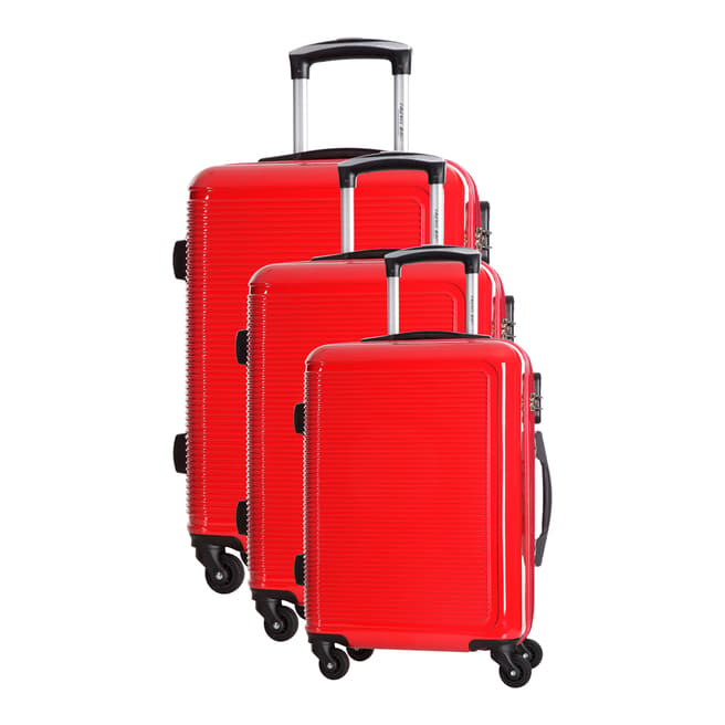 Travel One Red 8 Wheel Maryhill Suitcases Set of Three S/M/L