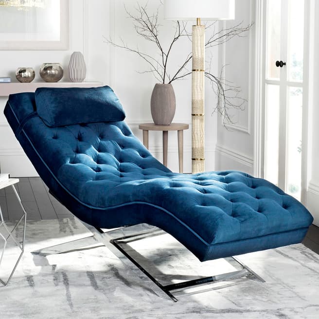 Safavieh Cara Chaise With Pillow, Navy