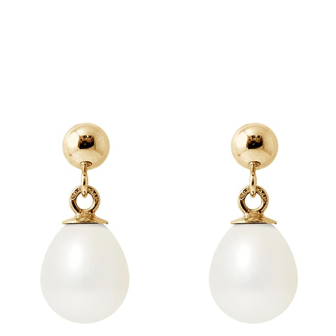 Ateliers Saint Germain White/Yellow Gold Pear Pearl Earrings 7-8mm