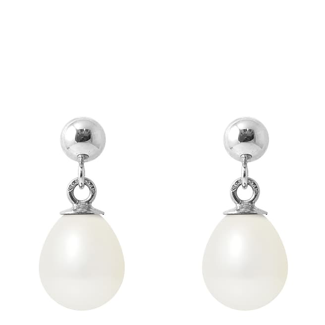 Ateliers Saint Germain Natural White Gold Pear Pearl Earrings 7-8mm