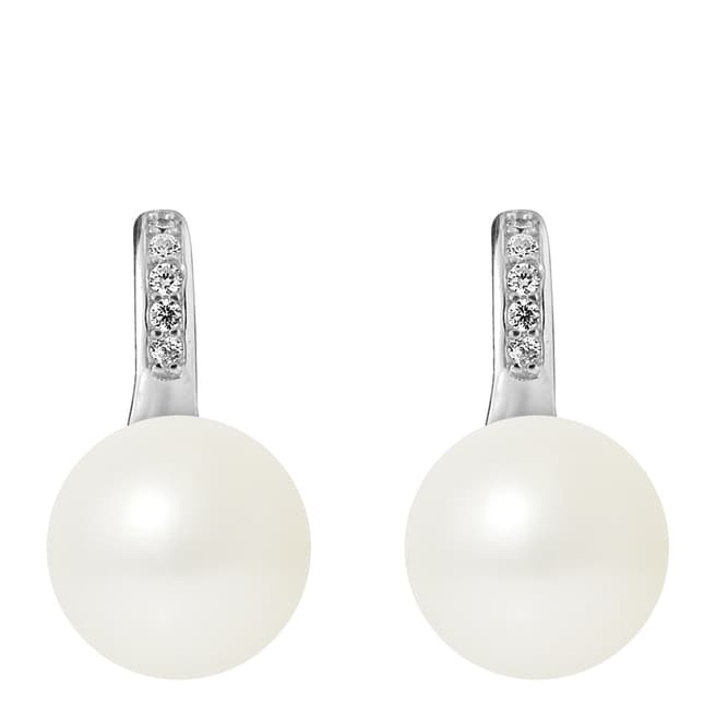 Ateliers Saint Germain Natural White Silver Button Pearl Earrings 9-10mm