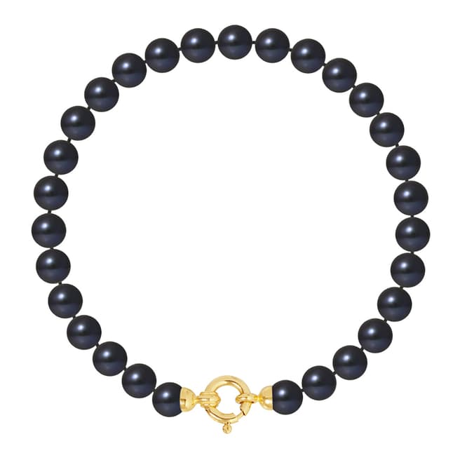 Ateliers Saint Germain Black/Yellow Gold Row of Round Pearl Bracelet 6-7mm