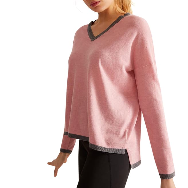 Rodier Pink Cashmere Blend V Neck Pullover