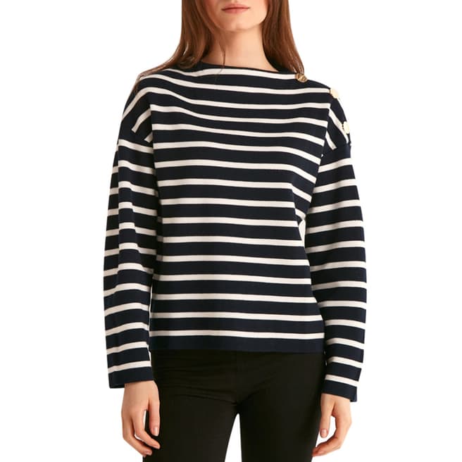 Rodier Navy/White Striped Pullover