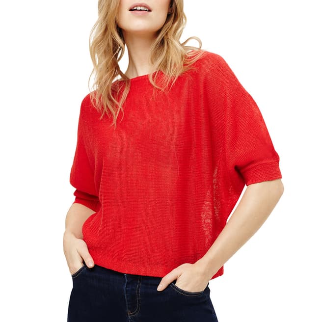 Phase Eight Red Delmi Linen Batwing Top