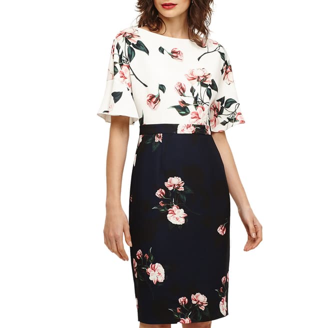 Phase Eight Ivory/Navy Heather Floral Dress