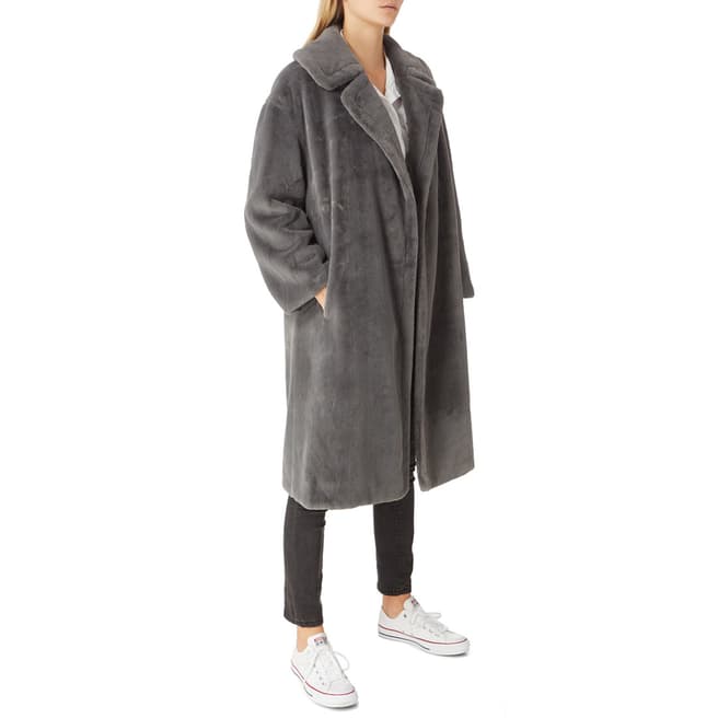 JayLey Collection Grey Faux Fur Long Coat
