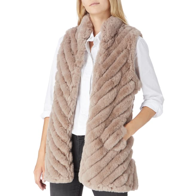 JayLey Collection Taupe Ribbed Faux Fur Gilet