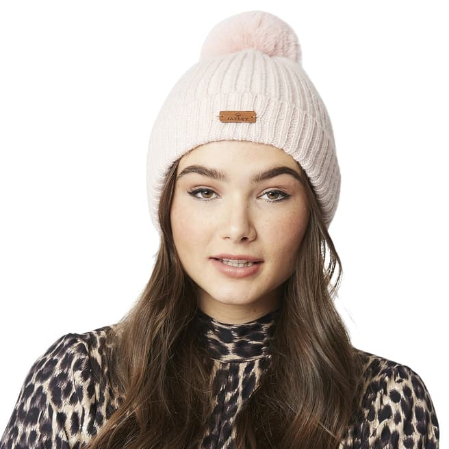JayLey Collection Blush Wool Blend Hat With Faux Fur Pom