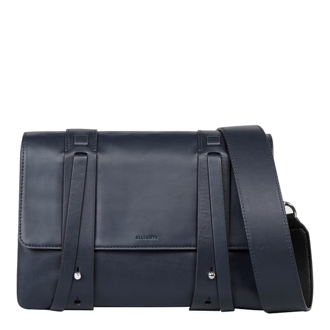 AllSaints Navy Blue Fin Lea Box Bag