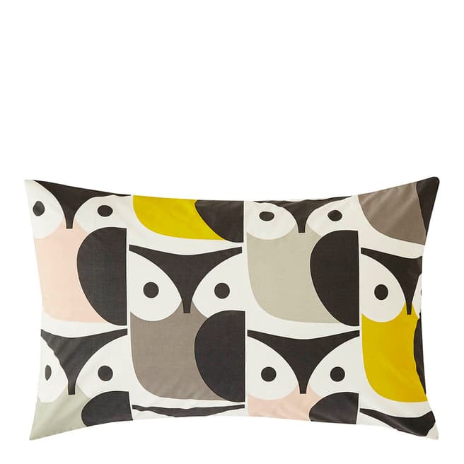 Orla Kiely Big Owl Pair of Housewife Pillowcases, Pink/Grey