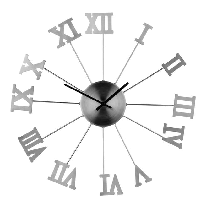 Fifty Five South Roman Numerals Metal Wall Clock