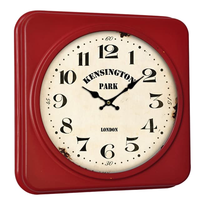 Fifty Five South Fifty Five South Red Square Wall Clock