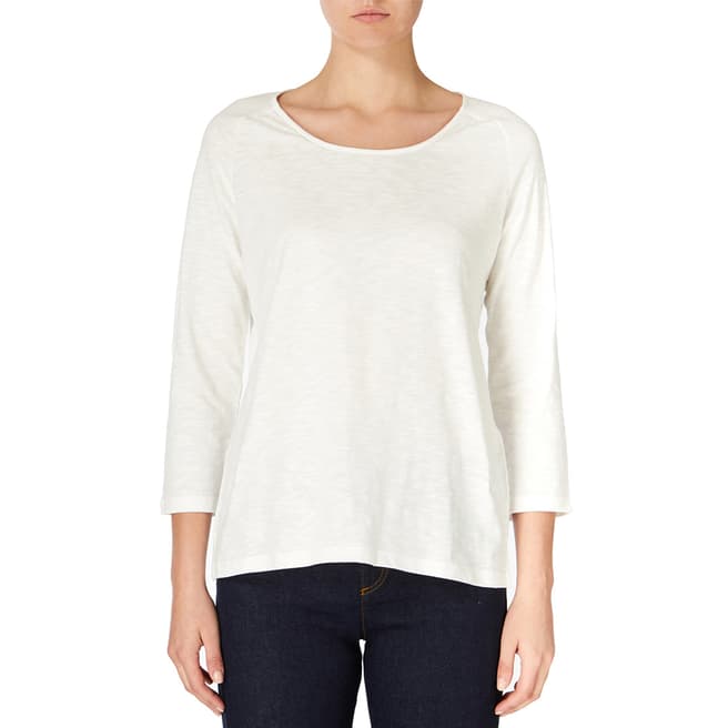 Jaeger White Gathered Cotton Jersey Top