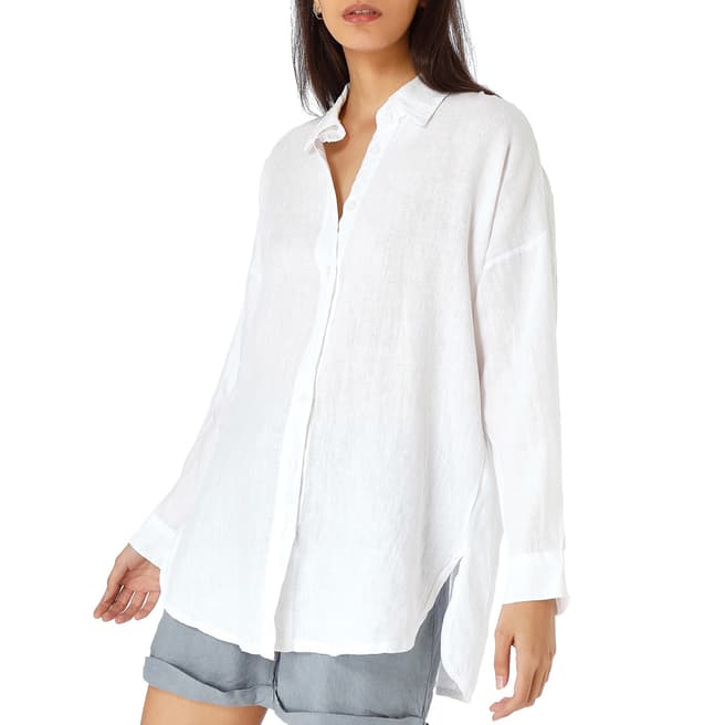 Laycuna London White Linen Oversized Shirt 