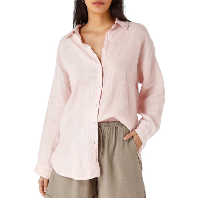 Laycuna London Baby Pink Linen Oversized Shirt 