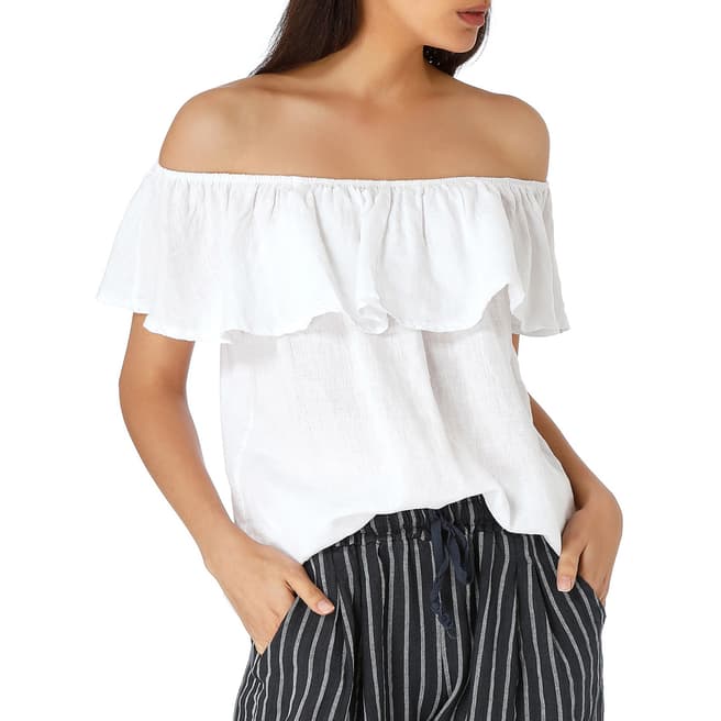 Laycuna London White Linen Frill Top 