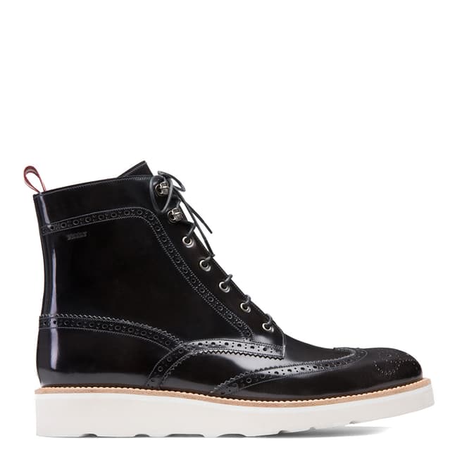 BALLY White & Black Leather Colliman Boot