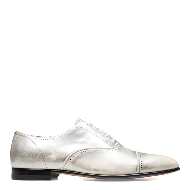 BALLY Silver Metallic Leather Dulcia Oxford Shoe