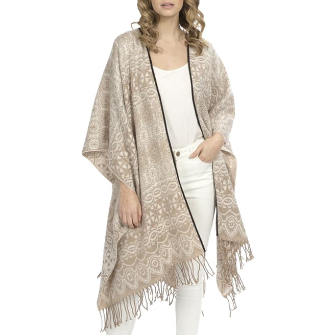 JayLey Collection Cream Cashmere Patterned Cape