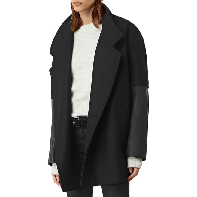 AllSaints Black Meade Lea Coat