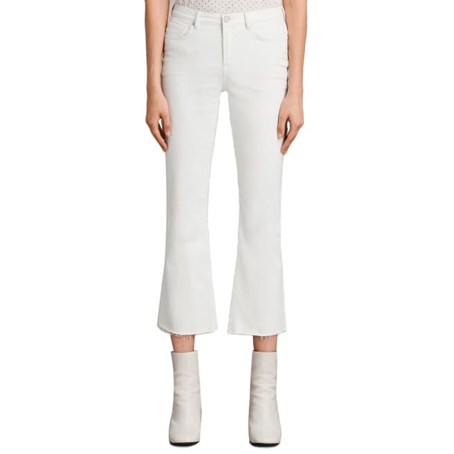 AllSaints White Zoe Cropped Bootcut Jeans