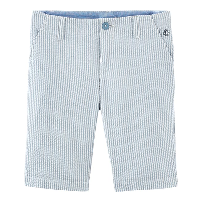 Petit Bateau Blue/Off White Stripe Bermuda Shorts