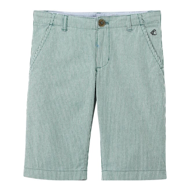 Petit Bateau Green/Off White Stripe Bermuda Shorts
