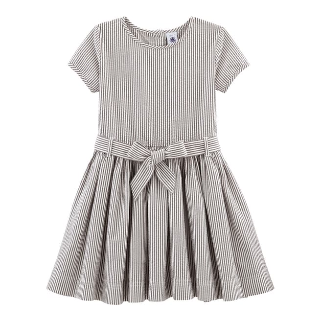 Petit Bateau Brown/Off White Stripe Dress