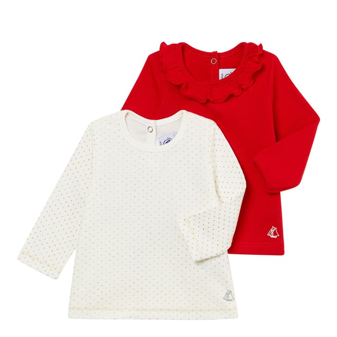 Petit Bateau Red/White Spot Pack Of 2 Long Sleeve Tops