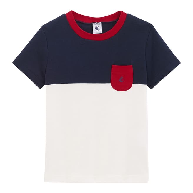 Petit Bateau Navy/Off White Colourblock T-Shirt