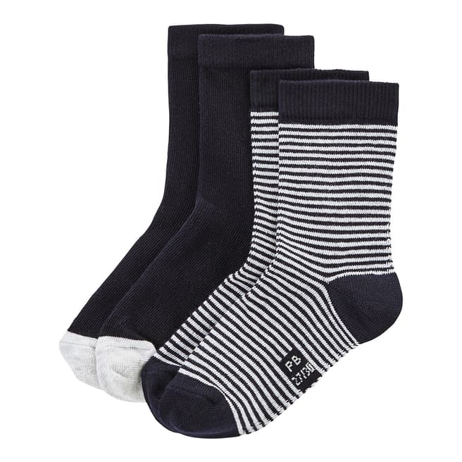 Petit Bateau Navy/White Stripe 2 Pairs Of Socks
