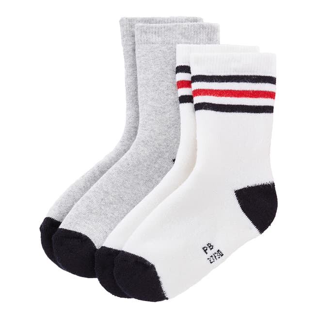 Petit Bateau Grey/White 2 Pairs Of Socks