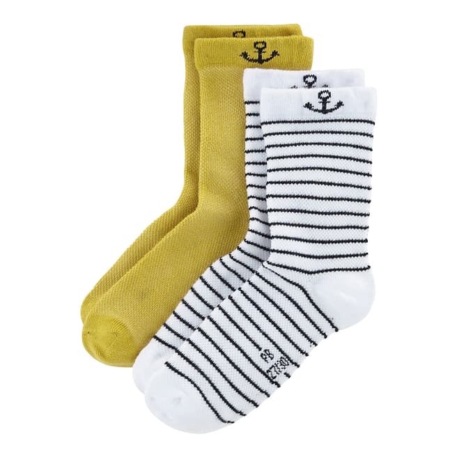 Petit Bateau Gold/White Nautical 2 Pairs Of Socks