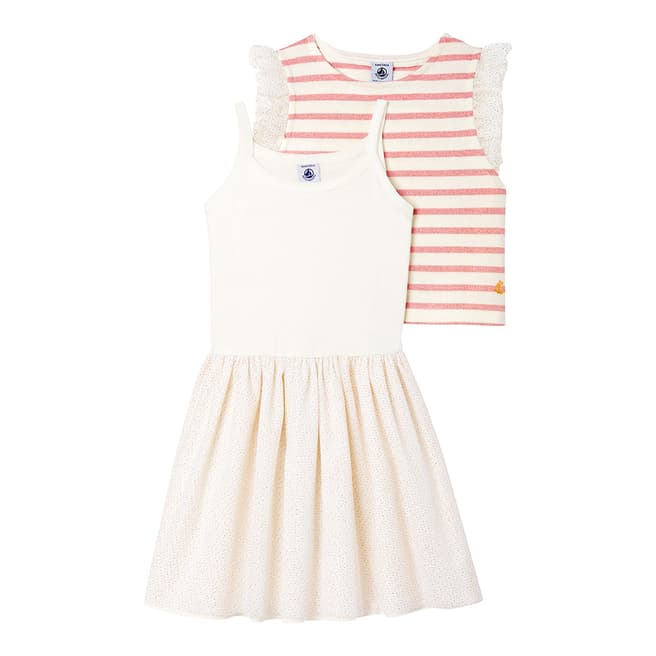 Petit Bateau Pink/Off White 3-In-1 Dress