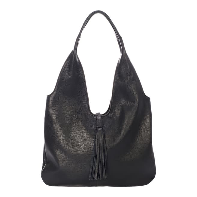 Massimo Castelli Black Leather Tassel Detail Bag
