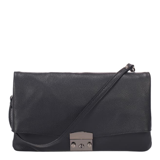 Federica Bassi Black Leather Clutch Bag