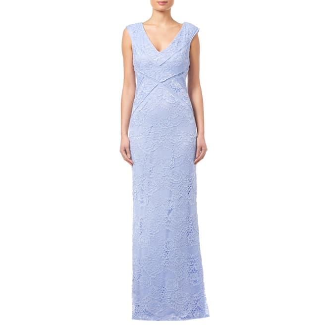 Adrianna Papell Blue Lavender V-Neck Maxi Dress 