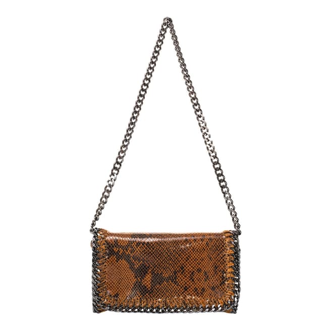 Giulia Massari Brown Snake Print Leather Crossbody Bag
