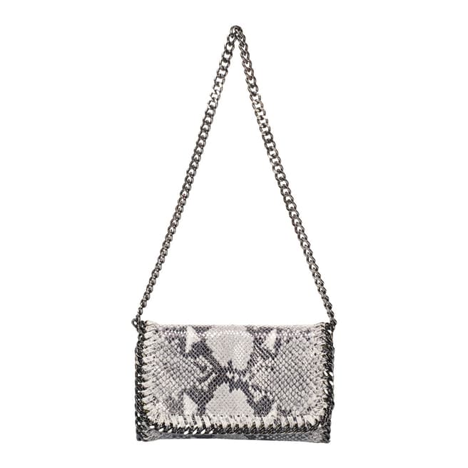 Giulia Massari Grey Snake Print Leather Crossbody Bag