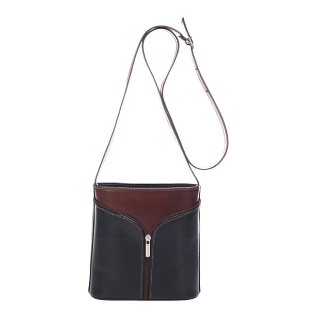 Giulia Massari Brown/Black Leather Crossbody Bag