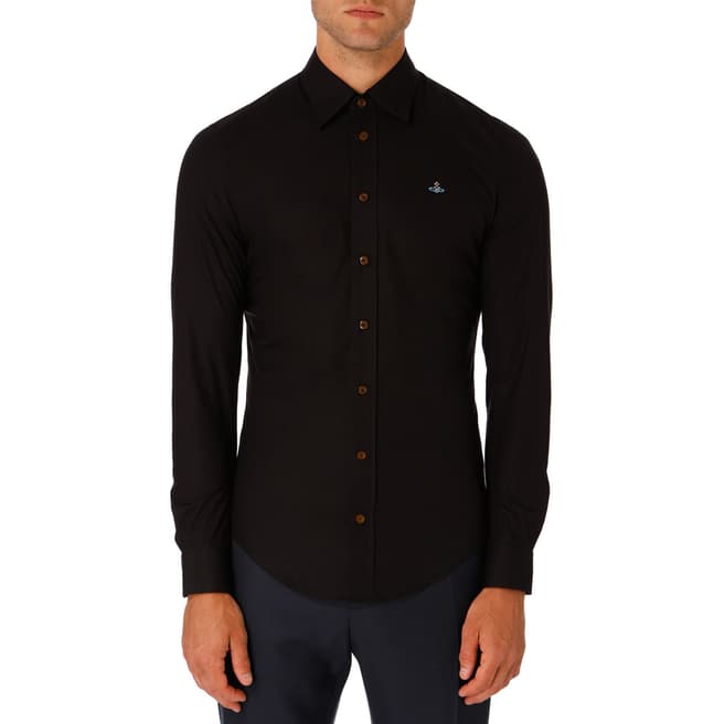Vivienne Westwood Black Embroidered Logo Slim Cotton Shirt
