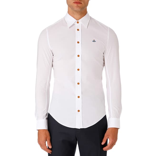 Vivienne Westwood White Embroidered Logo Slim Cotton Shirt