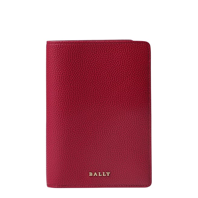 BALLY Magenta Trebeck Leather Embossed Passport Cover