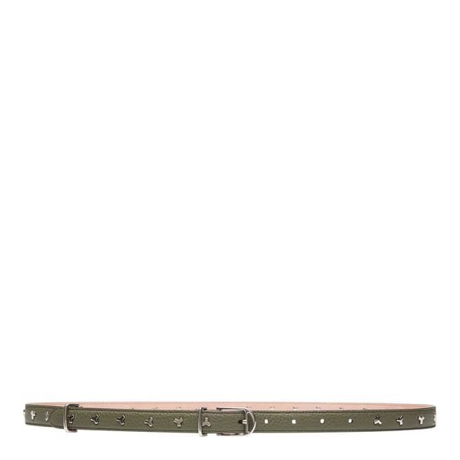 BALLY Army Green Bliss Leather Skinny Belt