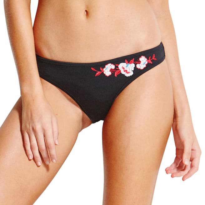 Seafolly Black Embroidered Scuba Hipster