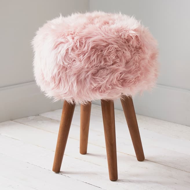 Native Home & Lifestyle Blush Pink Sheepskin Stool 30x40cm