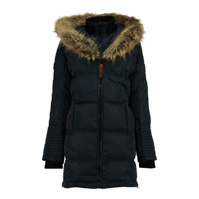 Geographical Norway Navy Hooded Parka Jacket