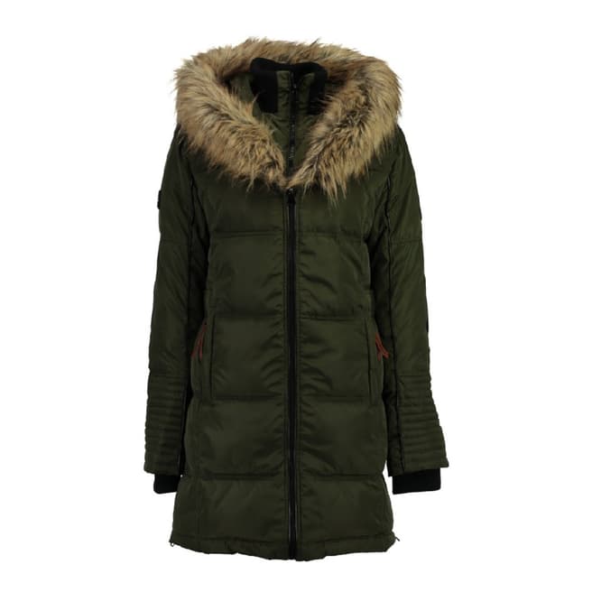 Geographical Norway Women's Hooded Green Parka 